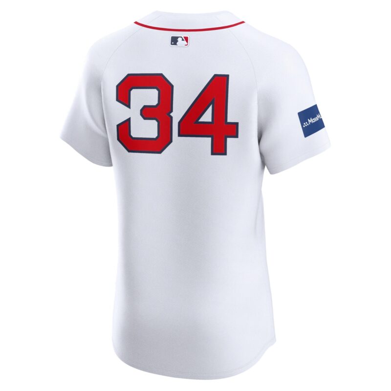 David Ortiz Boston Red Sox Home Elite Sponsor Patch Player Jersey - White - Image 3
