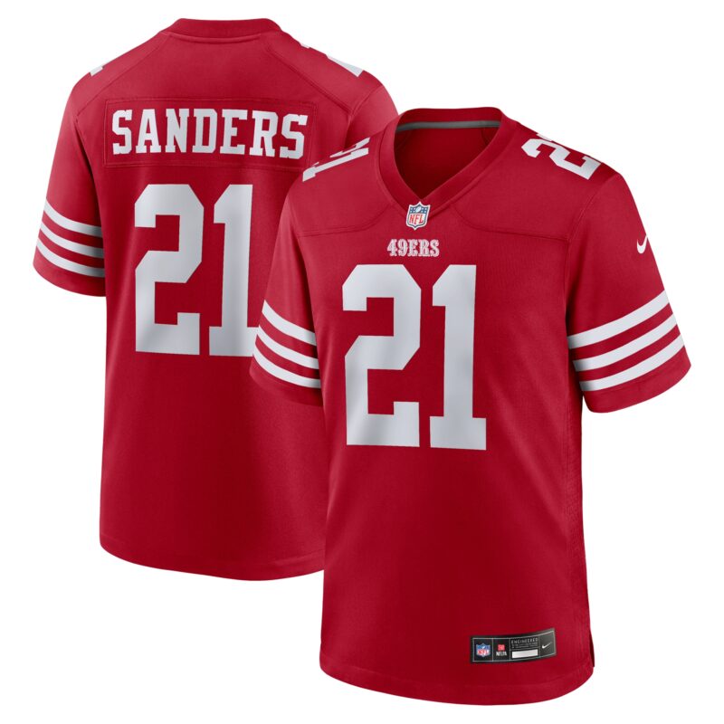 Deion Sanders San Francisco 49ers Team Retired Player Game Jersey - Scarlet