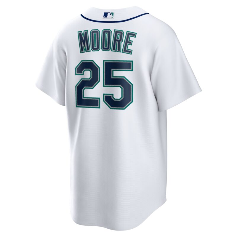 Dylan Moore Seattle Mariners Home Jersey - White - Image 3
