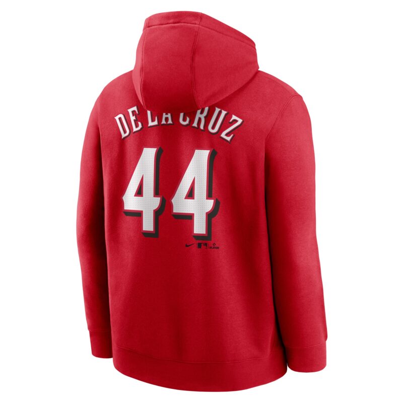 Elly De La Cruz Cincinnati Reds Player Name & Number Club Pullover Hoodie - Red - Image 3
