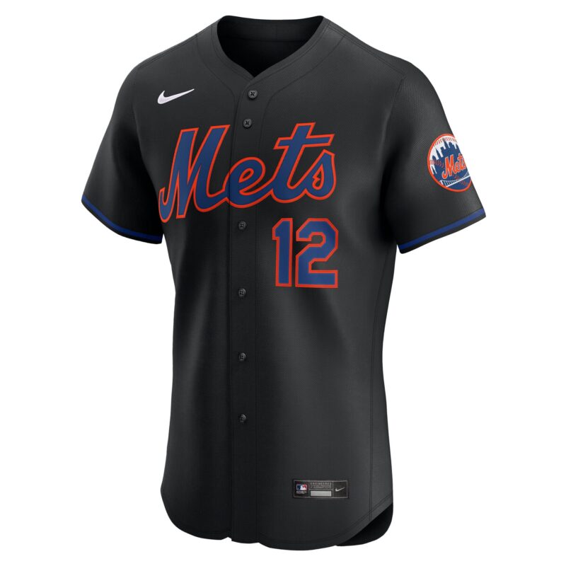 Francisco Lindor New York Mets Alternate Elite Jersey - Black - Image 2
