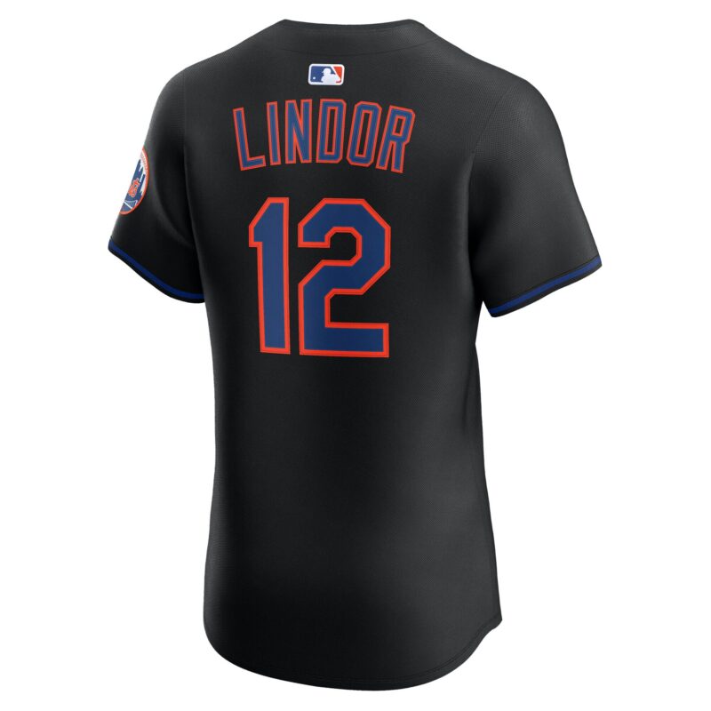 Francisco Lindor New York Mets Alternate Elite Jersey - Black - Image 3