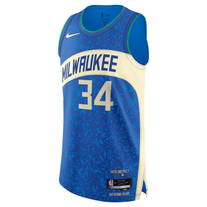 Giannis Antetokounmpo Milwaukee Bucks Jersey - City Edition - Blue - Image 2