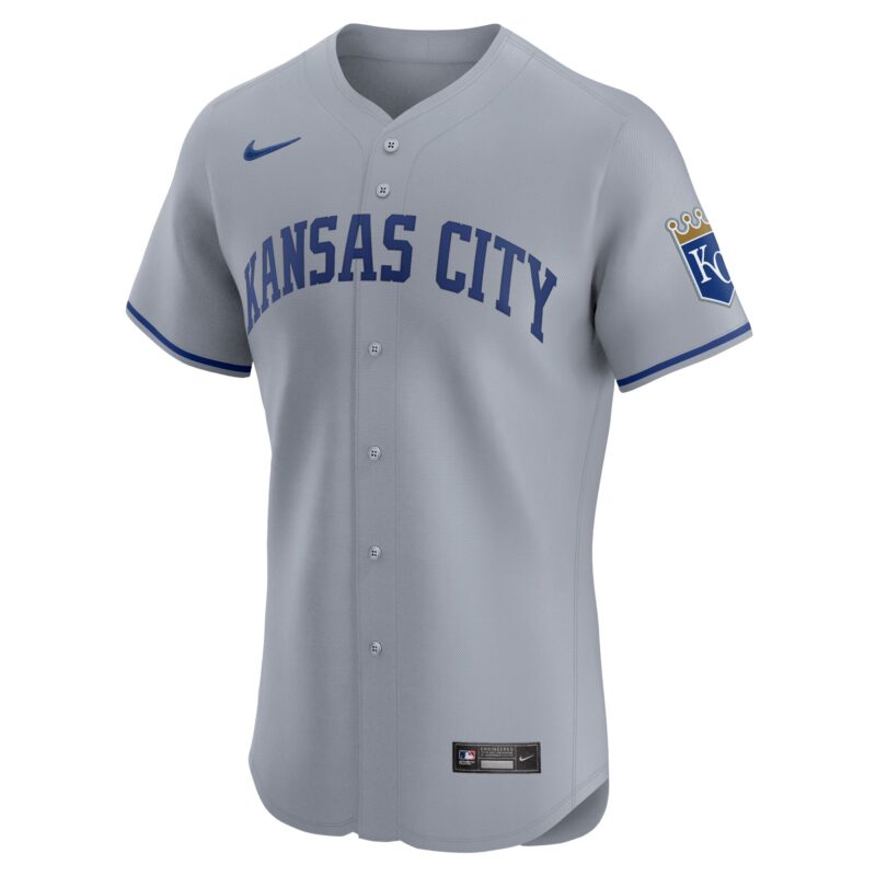 Kansas City Royals Road Vapor Premier Elite Patch Jersey - Gray - Image 2