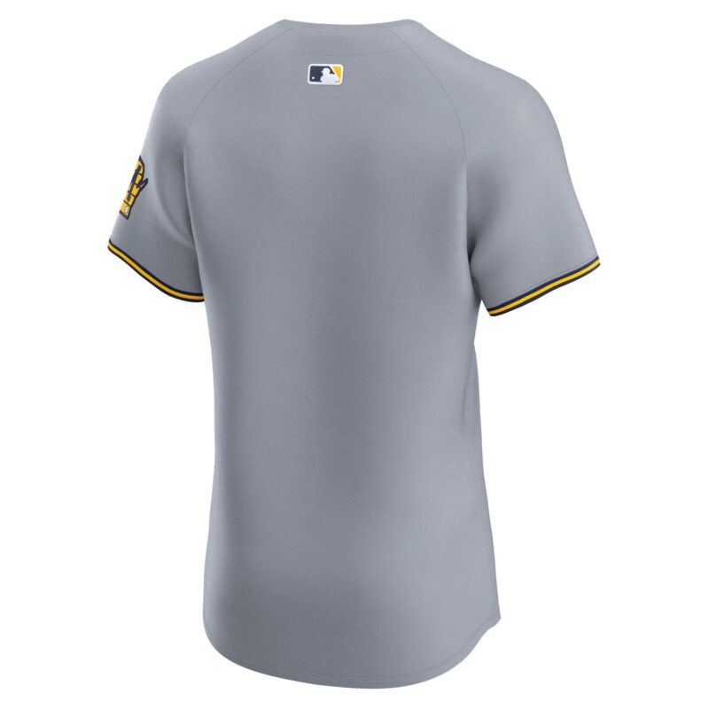 Milwaukee Brewers Road Vapor Premier Elite Patch Jersey - Gray - Image 3