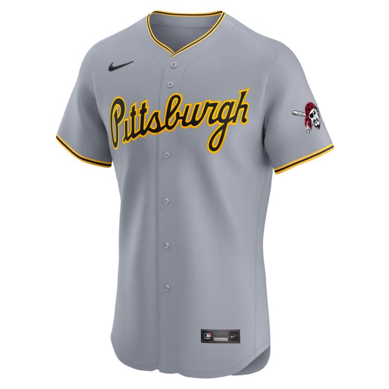Pittsburgh Pirates Road Vapor Premier Elite Patch Jersey - Gray - Image 2