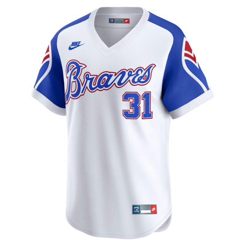 Greg Maddux Atlanta Braves Throwback Cooperstown Collection Limited Jersey - White - Image 2