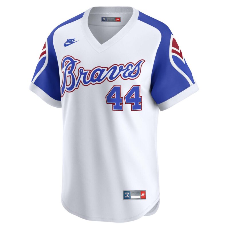 Hank Aaron Atlanta Braves Throwback Cooperstown Collection Limited Jersey - White - Image 2