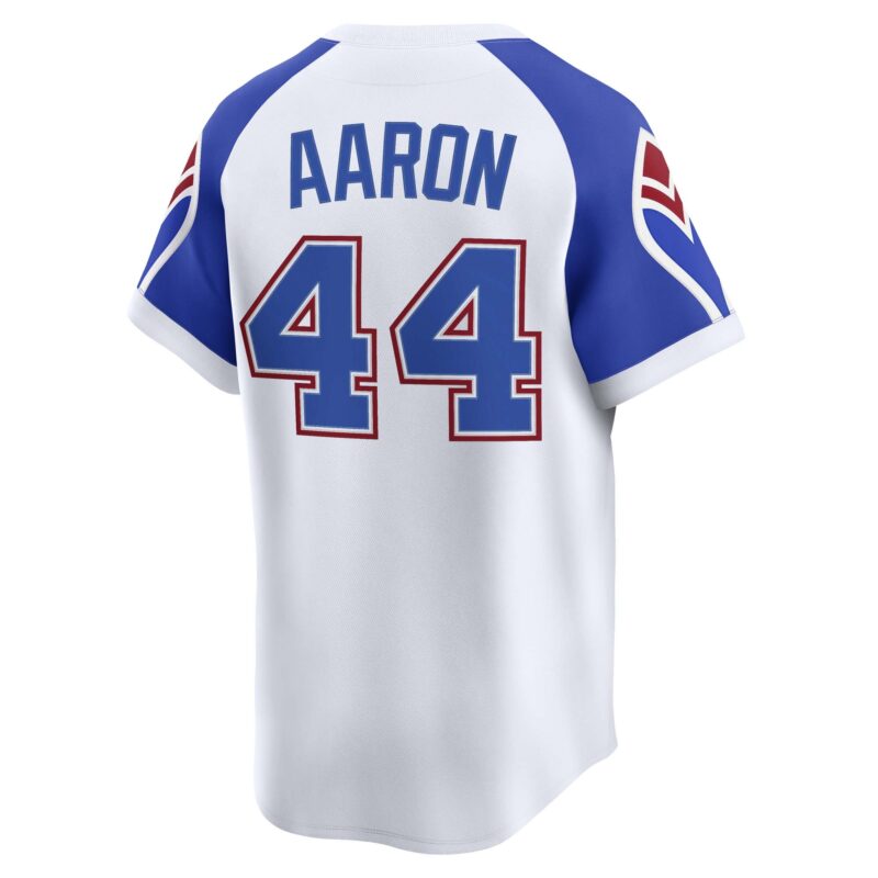 Hank Aaron Atlanta Braves Throwback Cooperstown Collection Limited Jersey - White - Image 3