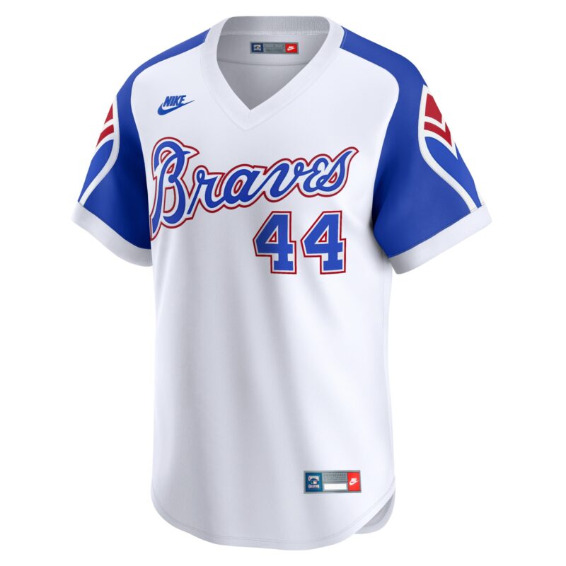 Hank Aaron Atlanta Braves Throwback Cooperstown Limited Jersey - White - Image 2