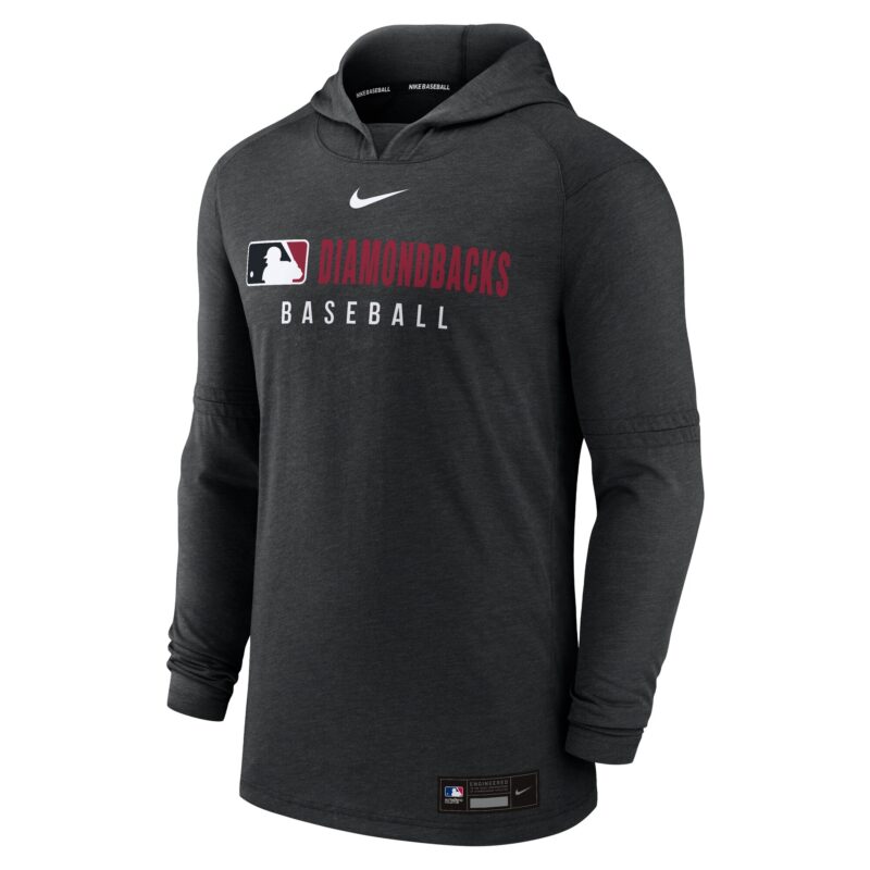 Arizona Diamondbacks Collection Tri-Blend Performance Pullover Hoodie - Heather Black - Image 2