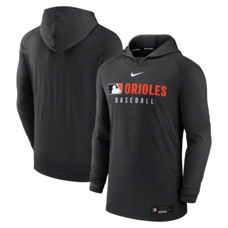 Baltimore Orioles Collection Tri-Blend Performance Pullover Hoodie - Heather Black