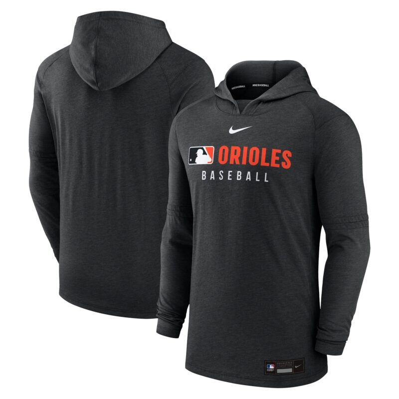 Baltimore Orioles Collection Tri-Blend Performance Pullover Hoodie - Heather Black