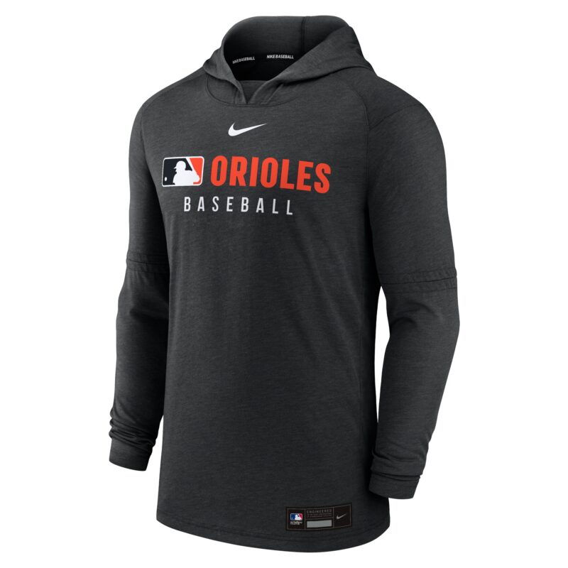 Baltimore Orioles Collection Tri-Blend Performance Pullover Hoodie - Heather Black - Image 2