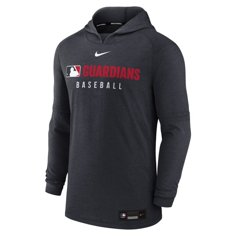 Cleveland Guardians Collection Tri-Blend Performance Pullover Hoodie - Heather Black - Image 2