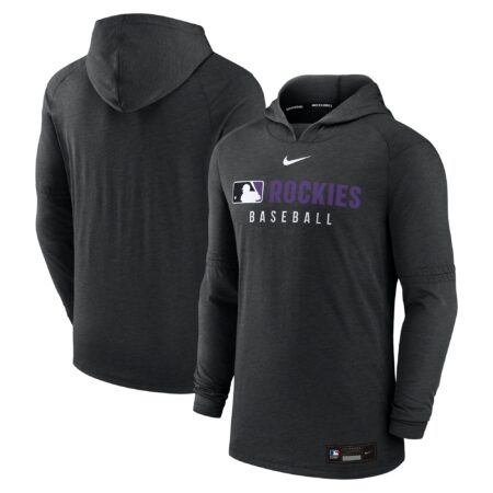 Colorado Rockies Collection Tri-Blend Performance Pullover Hoodie - Heather Black