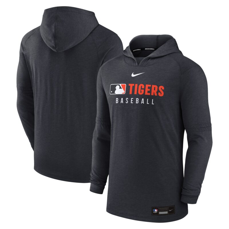 Detroit Tigers Collection Tri-Blend Performance Pullover Hoodie - Heather Black