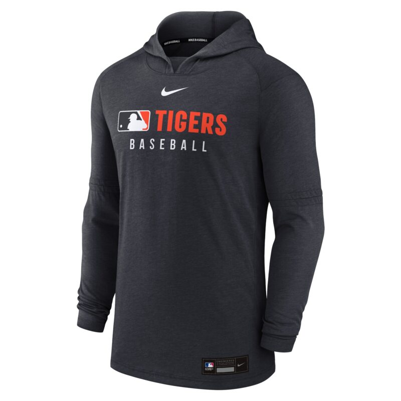 Detroit Tigers Collection Tri-Blend Performance Pullover Hoodie - Heather Black - Image 2