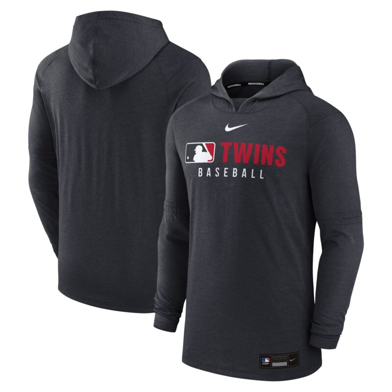 Minnesota Twins Collection Tri-Blend Performance Pullover Hoodie - Heather Black