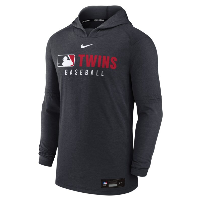 Minnesota Twins Collection Tri-Blend Performance Pullover Hoodie - Heather Black - Image 2