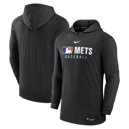 New York Mets Collection Tri-Blend Performance Pullover Hoodie - Heather Black