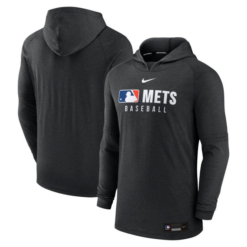 New York Mets Collection Tri-Blend Performance Pullover Hoodie - Heather Black