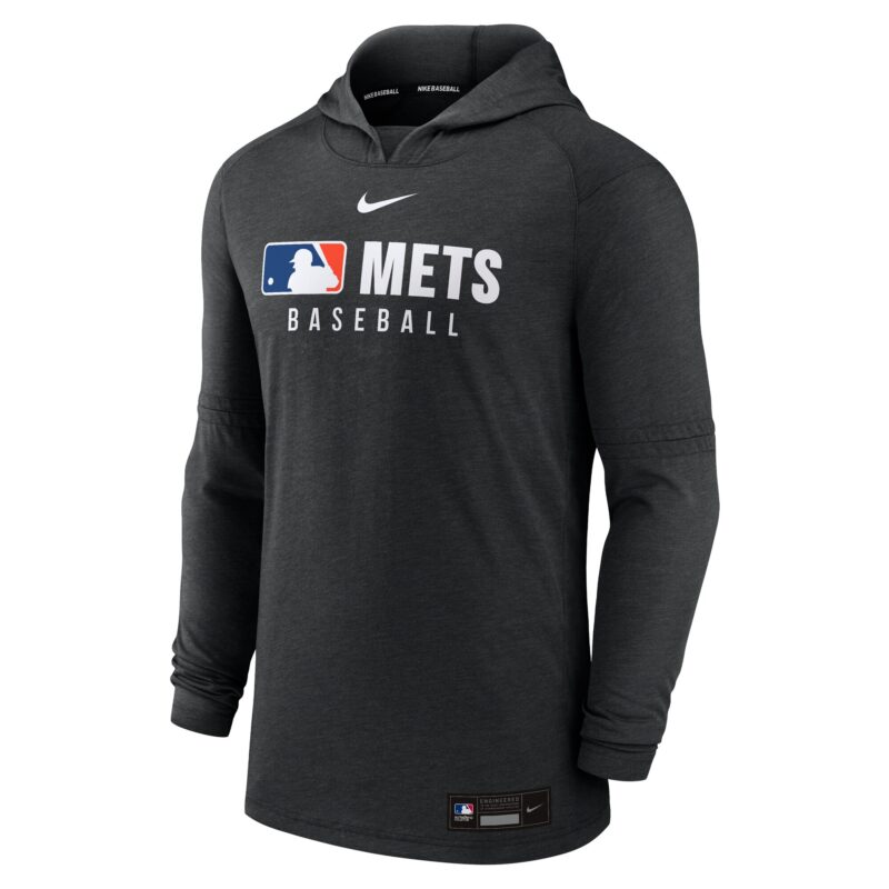New York Mets Collection Tri-Blend Performance Pullover Hoodie - Heather Black - Image 2