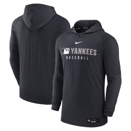 New York Yankees Collection Tri-Blend Performance Pullover Hoodie - Heather Black