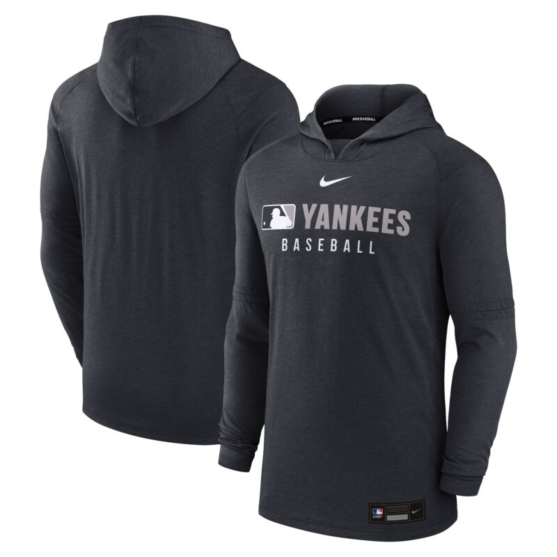 New York Yankees Collection Tri-Blend Performance Pullover Hoodie - Heather Black