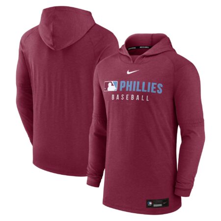 Philadelphia Phillies Collection Tri-Blend Performance Pullover Hoodie - Heather Burgundy