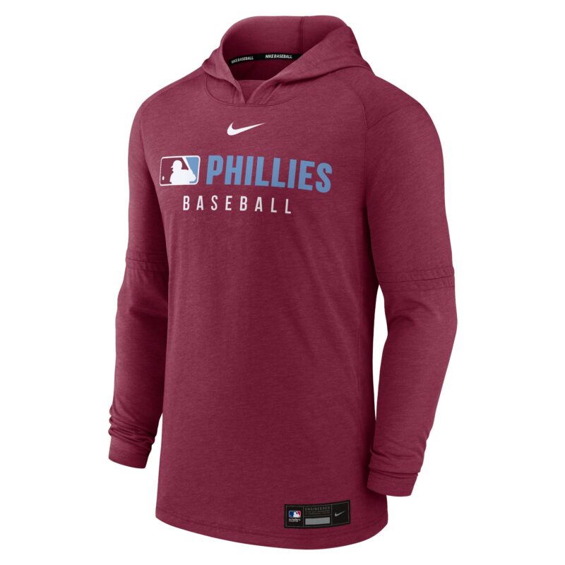 Philadelphia Phillies Collection Tri-Blend Performance Pullover Hoodie - Heather Burgundy - Image 2
