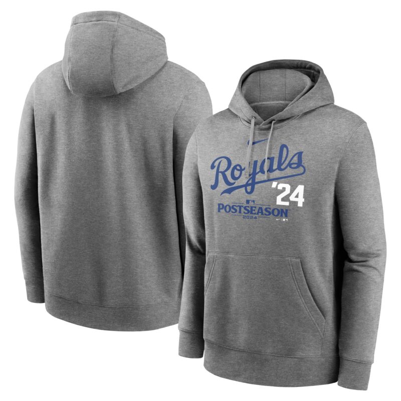 Kansas City Royals 2024 Baseball Postseason Lockup Club Fleece Pullover Hoodie - Heather Charcoal