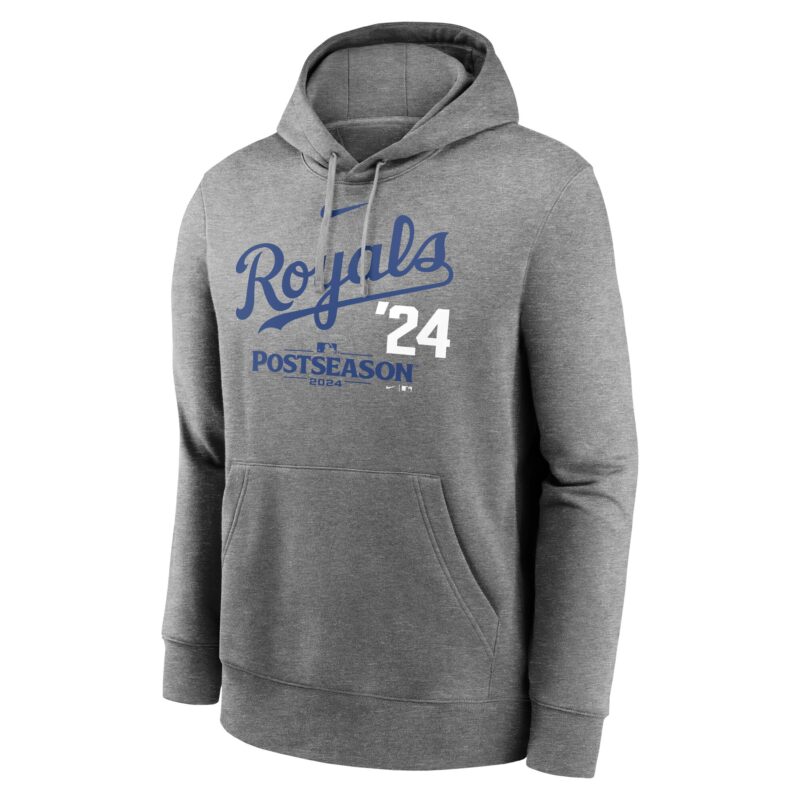 Kansas City Royals 2024 Baseball Postseason Lockup Club Fleece Pullover Hoodie - Heather Charcoal - Image 2