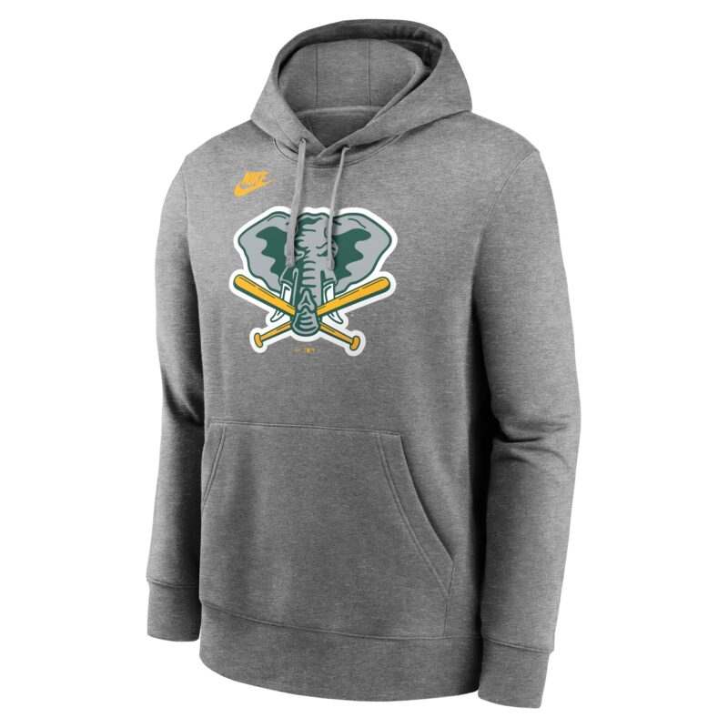 Athletics Cooperstown Collection Logo Club Pullover Hoodie - Heather Gray - Image 2