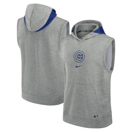 Chicago Cubs Collection Early Work Performance Sleeveless Pullover Hoodie - Heather Gray