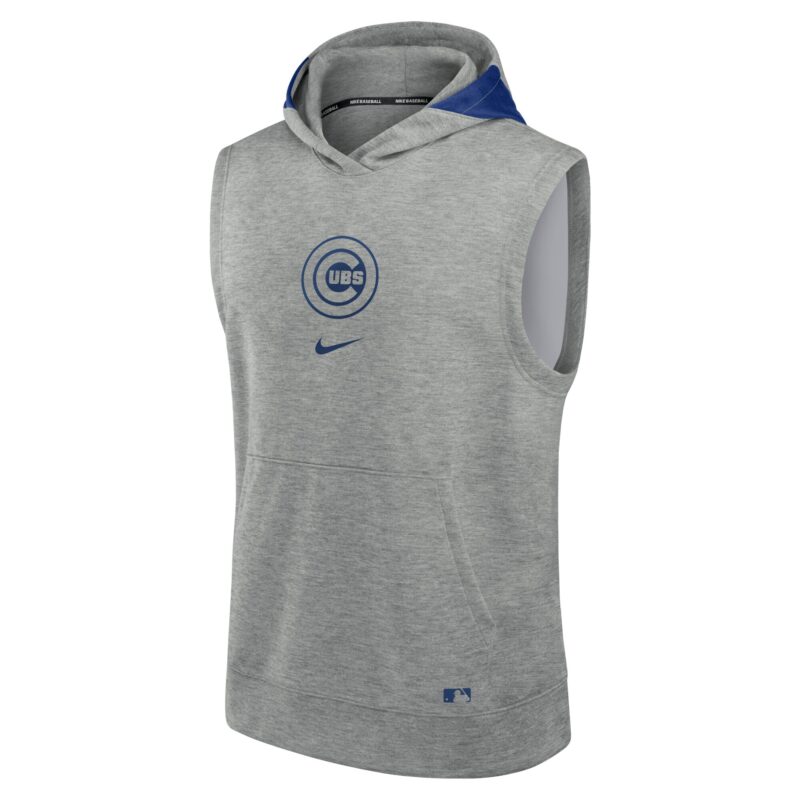 Chicago Cubs Collection Early Work Performance Sleeveless Pullover Hoodie - Heather Gray - Image 2