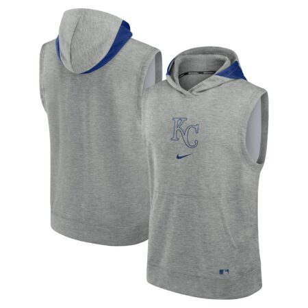 Kansas City Royals Collection Early Work Performance Sleeveless Pullover Hoodie - Heather Gray