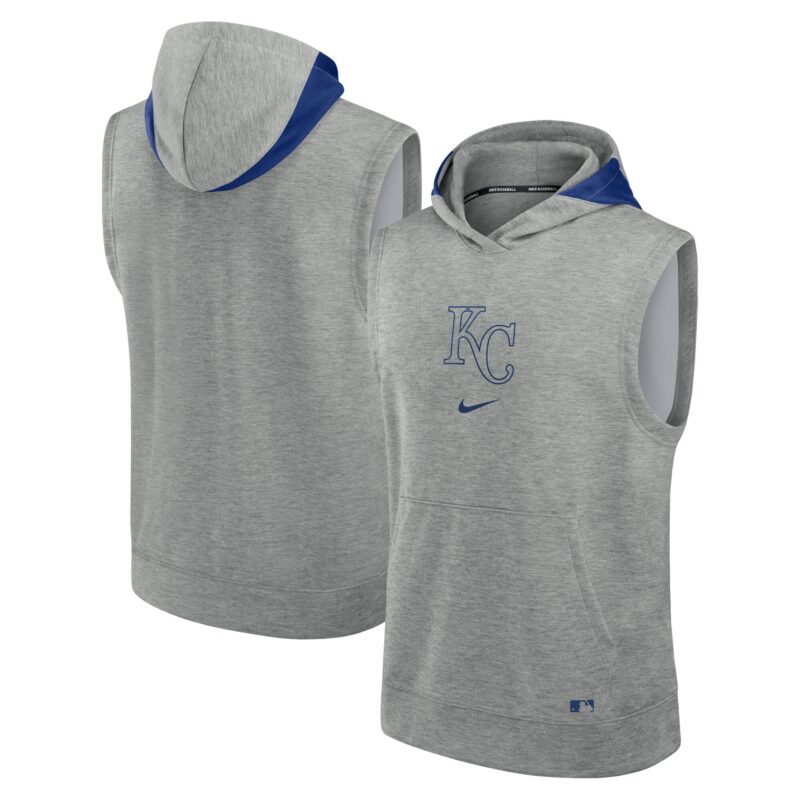 Kansas City Royals Collection Early Work Performance Sleeveless Pullover Hoodie - Heather Gray