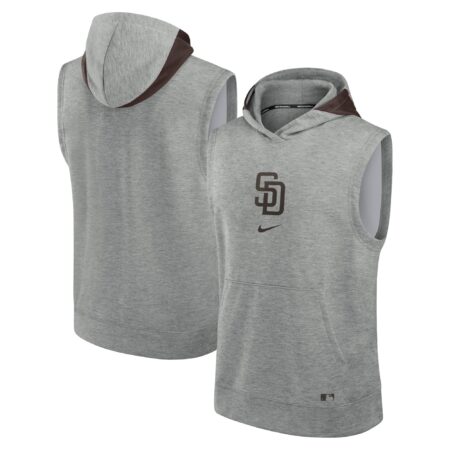 San Diego Padres Collection Early Work Performance Sleeveless Pullover Hoodie - Heather Gray