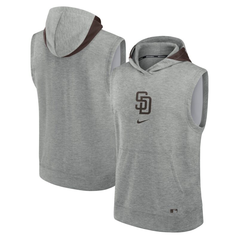 San Diego Padres Collection Early Work Performance Sleeveless Pullover Hoodie - Heather Gray