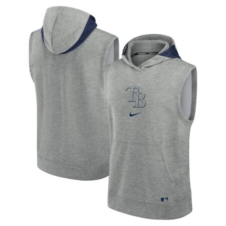 Tampa Bay Rays Collection Early Work Performance Sleeveless Pullover Hoodie - Heather Gray