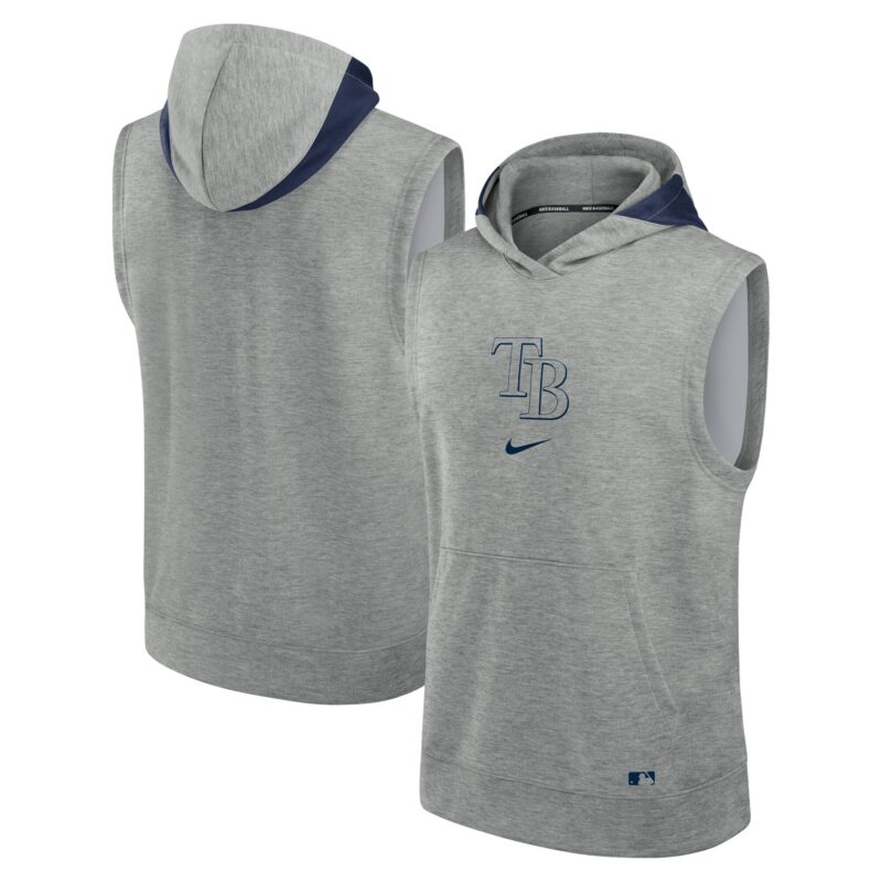 Tampa Bay Rays Collection Early Work Performance Sleeveless Pullover Hoodie - Heather Gray