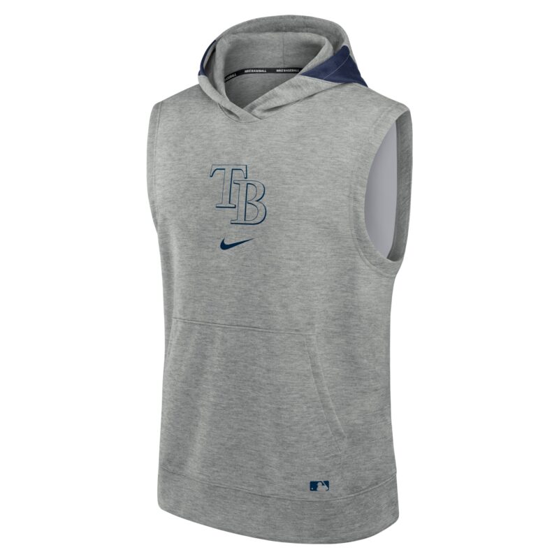 Tampa Bay Rays Collection Early Work Performance Sleeveless Pullover Hoodie - Heather Gray - Image 2