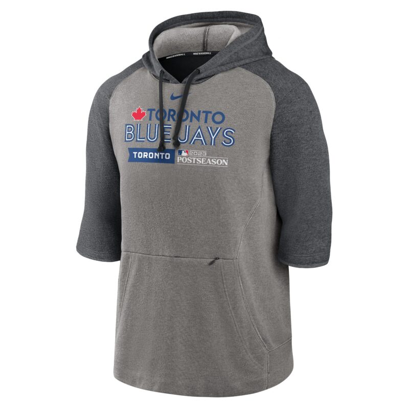 Toronto Blue Jays 2023 Postseason Collection Flux Three-Quarter Sleeve Pullover Hoodie – Heather Gray - Image 2