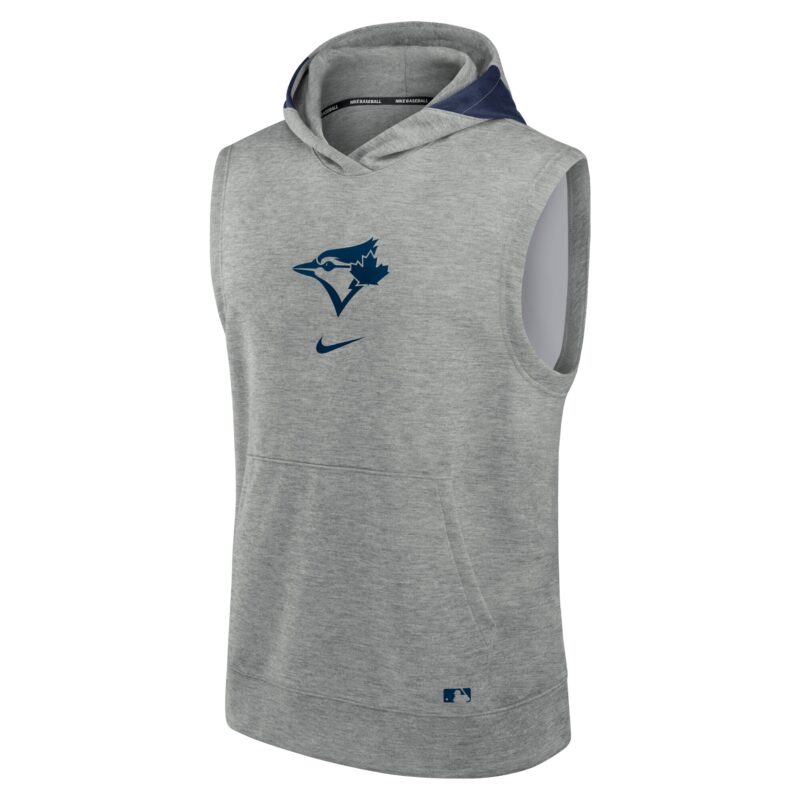 Toronto Blue Jays Collection Early Work Performance Sleeveless Pullover Hoodie - Heather Gray - Image 2