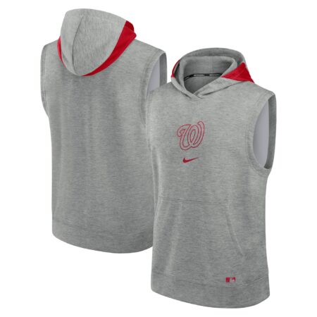 Washington Nationals Collection Early Work Performance Sleeveless Pullover Hoodie - Heather Gray