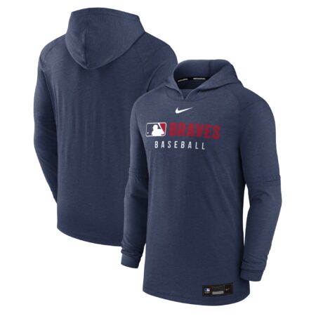 Atlanta Braves Collection Tri-Blend Performance Pullover Hoodie - Heather Navy