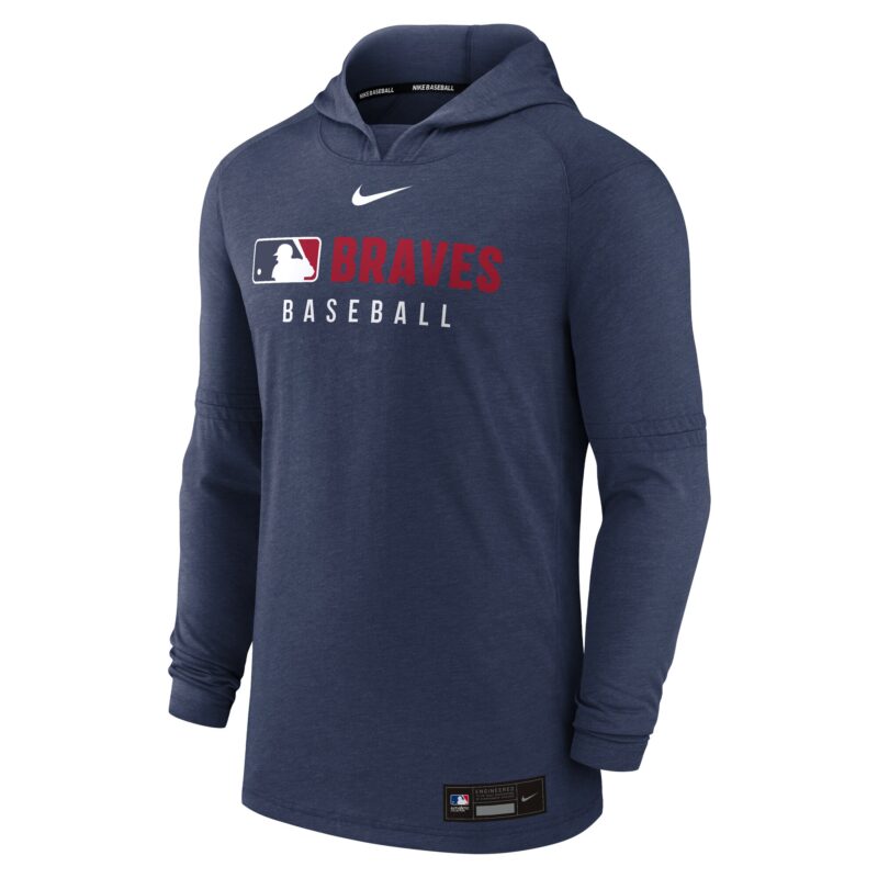 Atlanta Braves Collection Tri-Blend Performance Pullover Hoodie - Heather Navy - Image 2