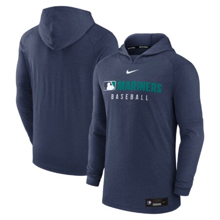 Seattle Mariners Collection Tri-Blend Performance Pullover Hoodie - Heather Navy