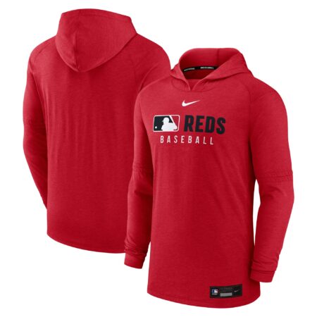 Cincinnati Reds Collection Tri-Blend Performance Pullover Hoodie - Heather Red